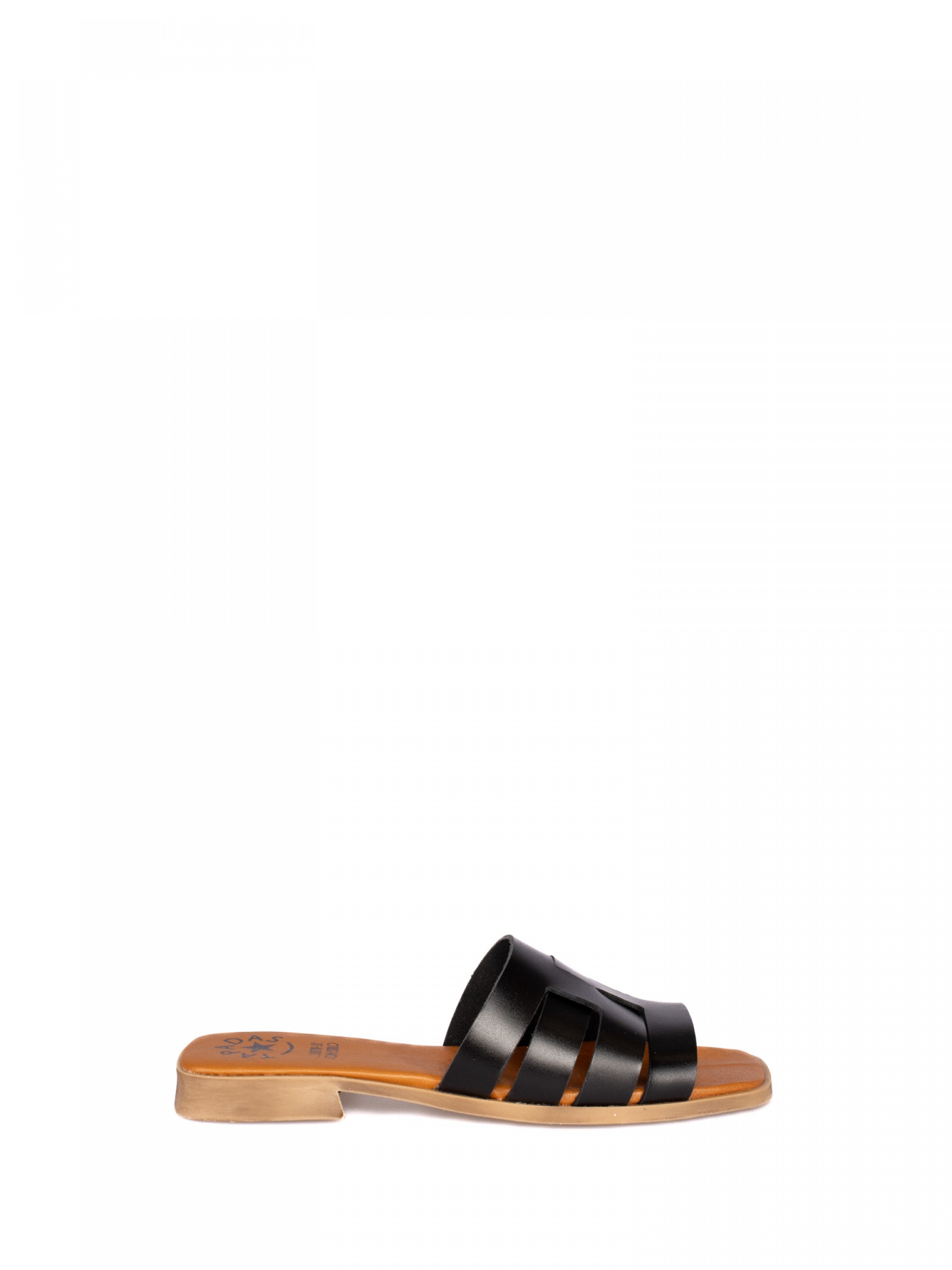 Leather Cross-Strap Sandals