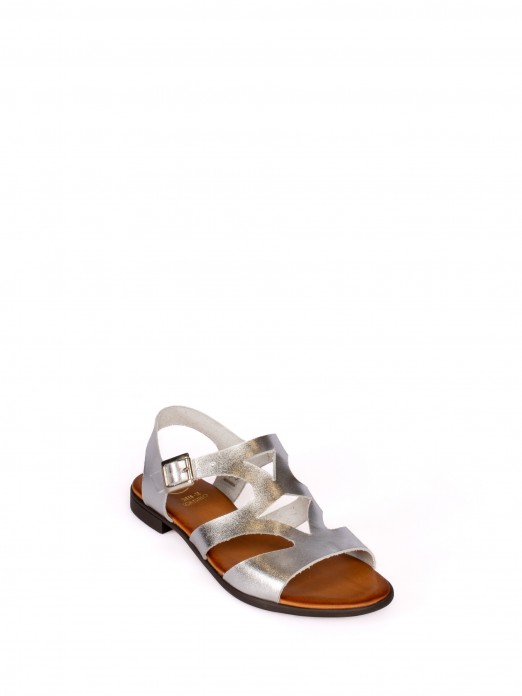Laminated Leather Sandal with Cutouts
