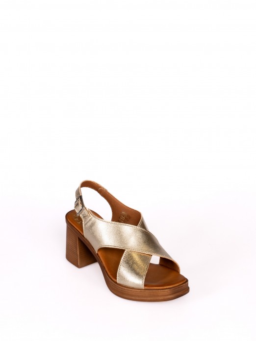 Crossed Laminated Leather Sandals