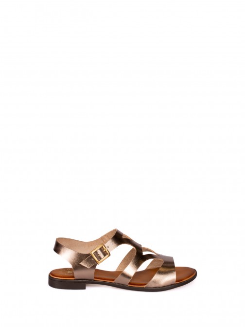 Laminated Leather Sandal with Cutouts