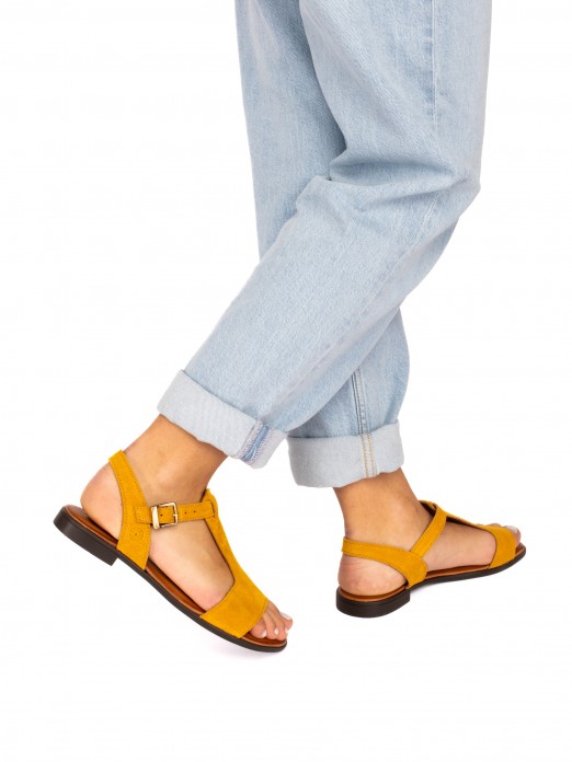 Suede Sandal with Strap