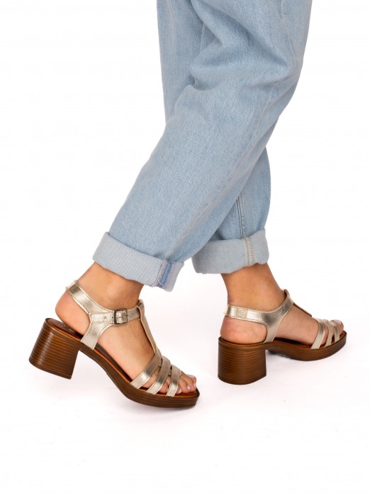Laminated Leather Sandal with  Straps