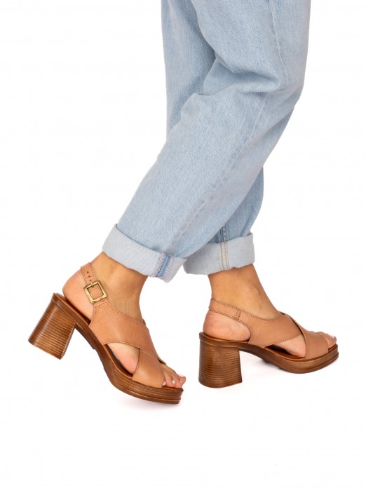 Crossed Leather Sandals