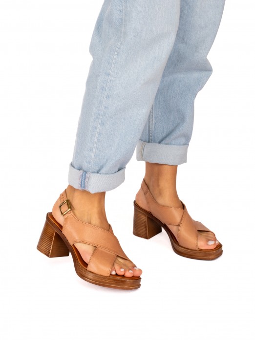 Crossed Leather Sandals