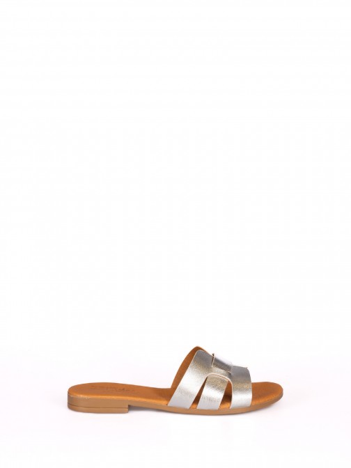 Laminated Leather Cross Slipper