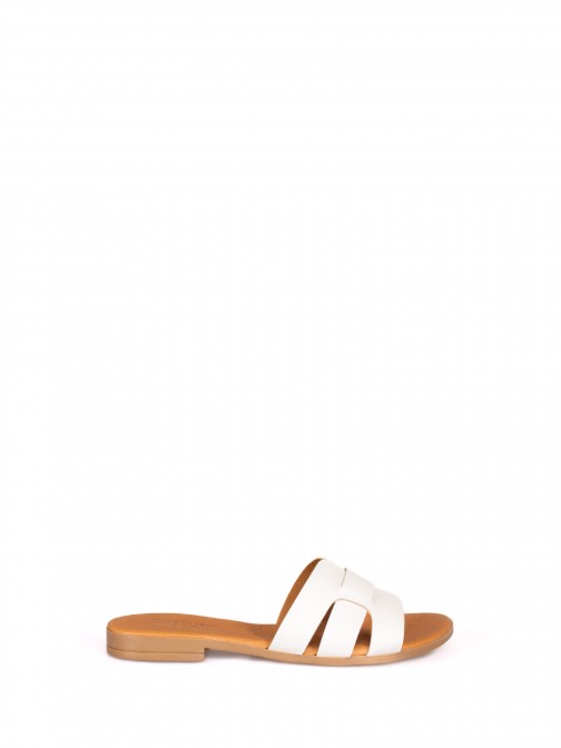 Laminated Leather Cross Slipper