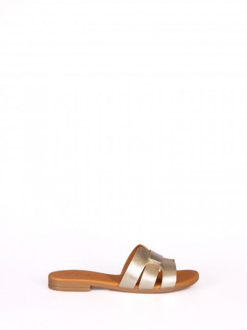 Laminated Leather Cross Slipper