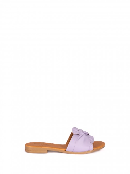 Slipper in Leather with Bow