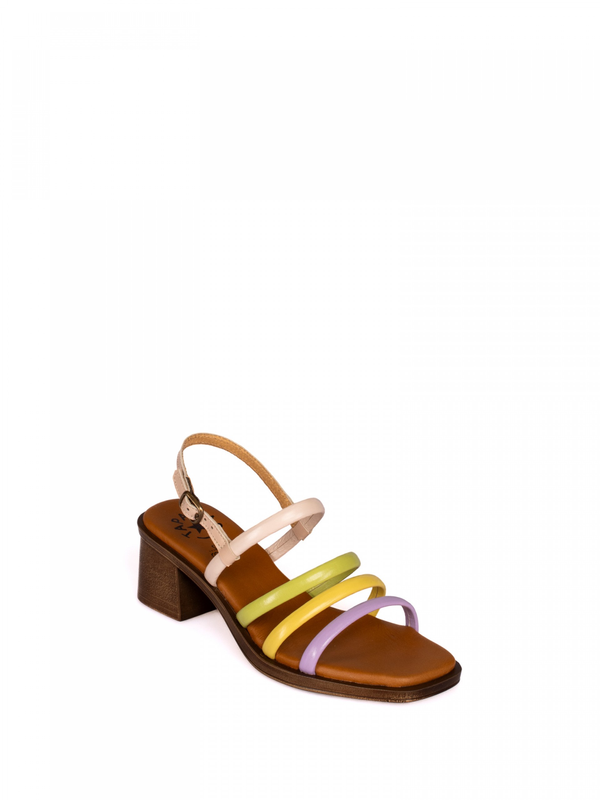 Heeled Sandal with Multiple Leather Straps