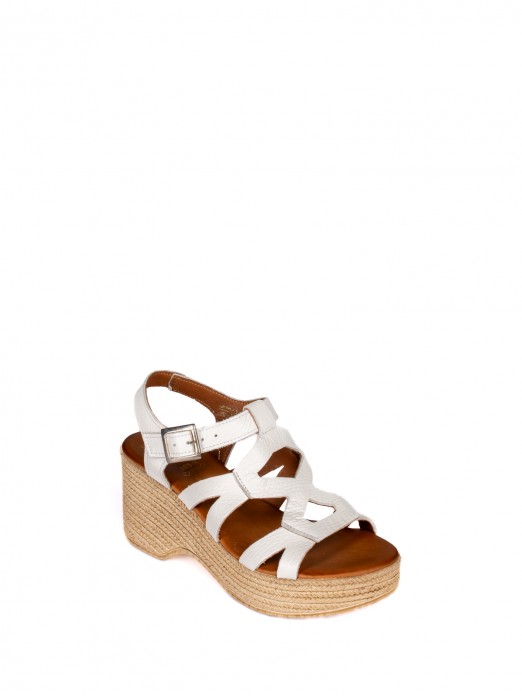 Leather  Wedge Sandal with  Straps