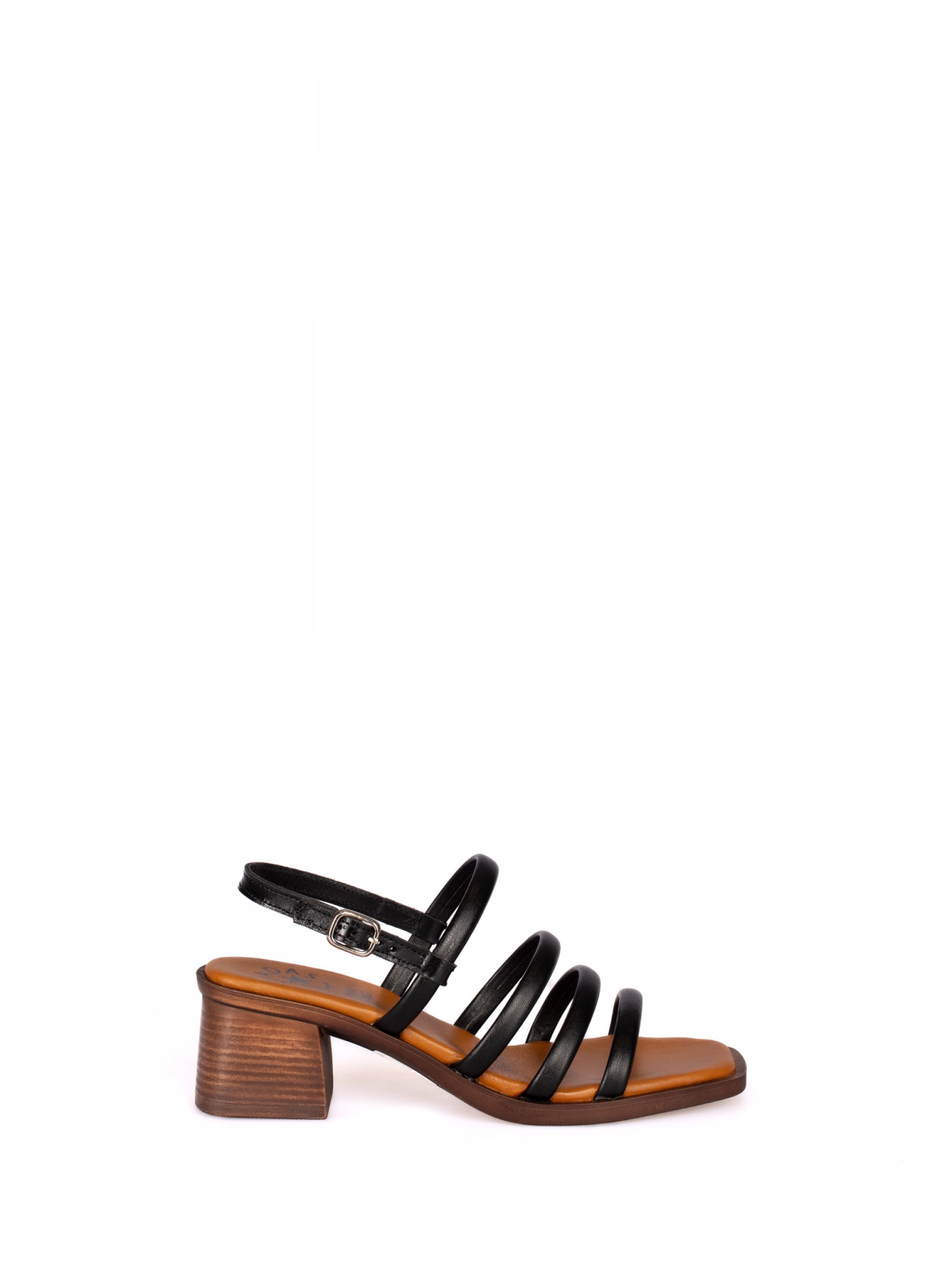Heeled Sandal with Multiple Leather Straps