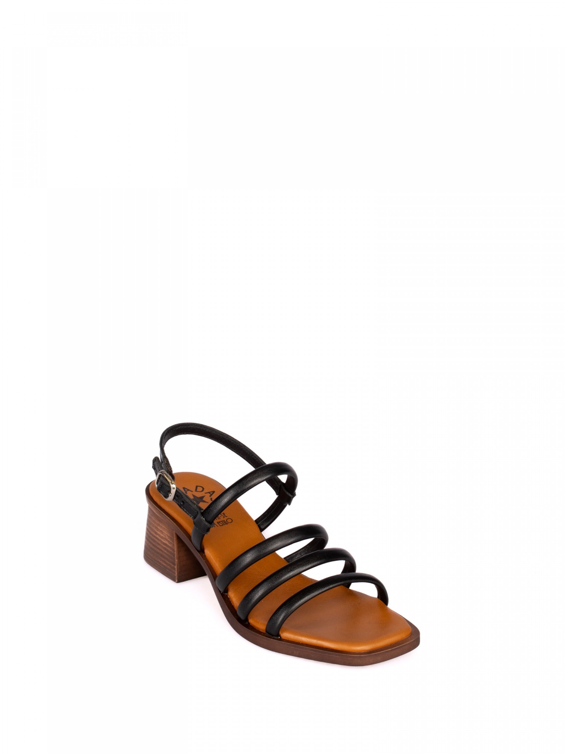 Heeled Sandal with Multiple Leather Straps