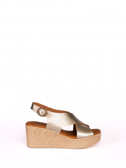 Embossed leather Wedge Sandals