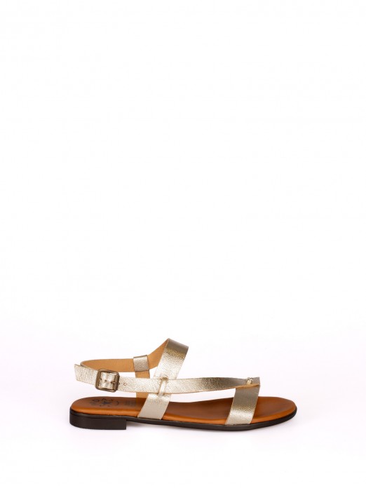 Flat Laminated Leather Sandal