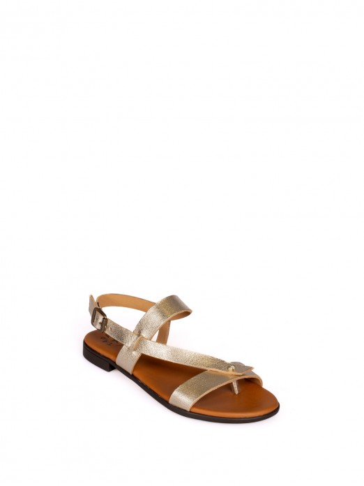 Flat Laminated Leather Sandal