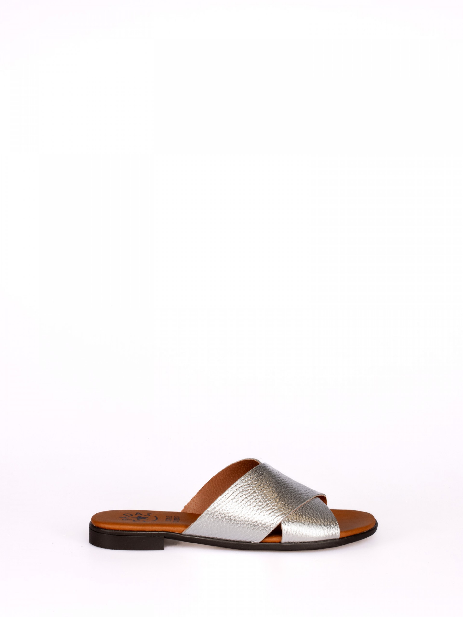 Chinela Cruzada em Pele Laminada