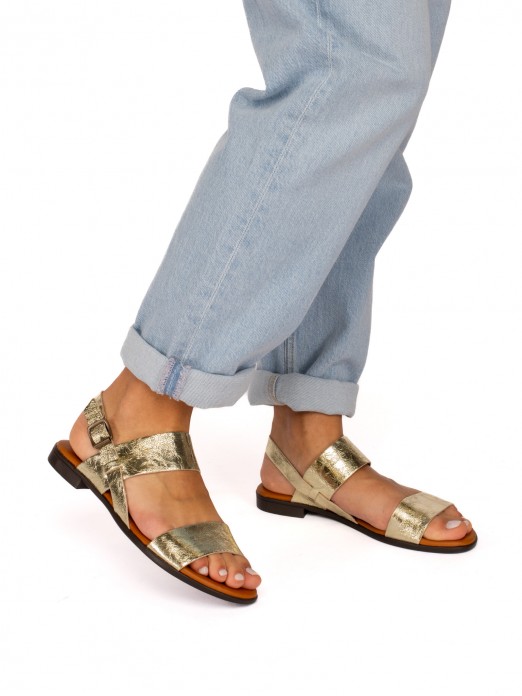 Two-Strap Leather Sandal