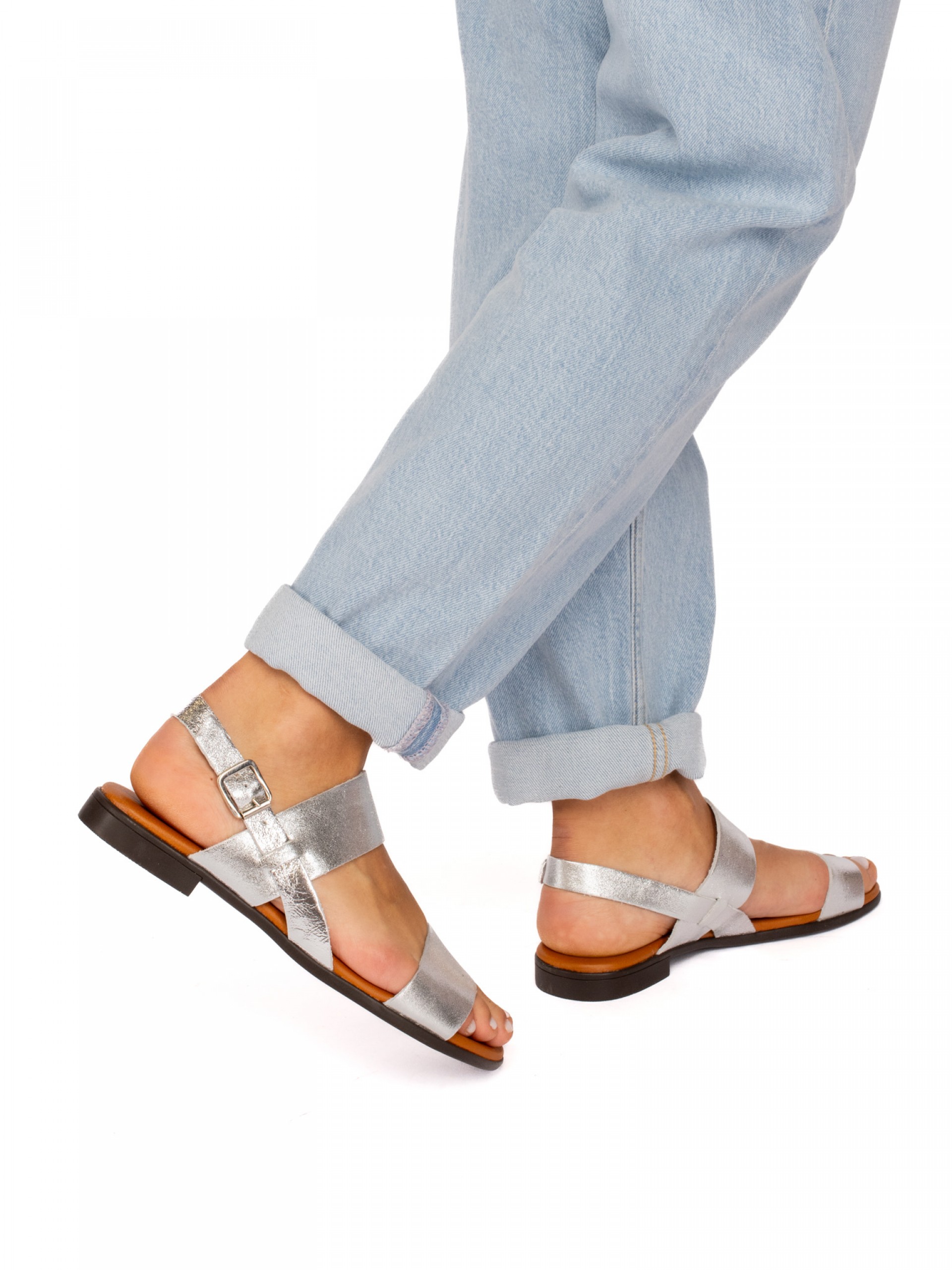 Sandália Duas Tiras em Pele