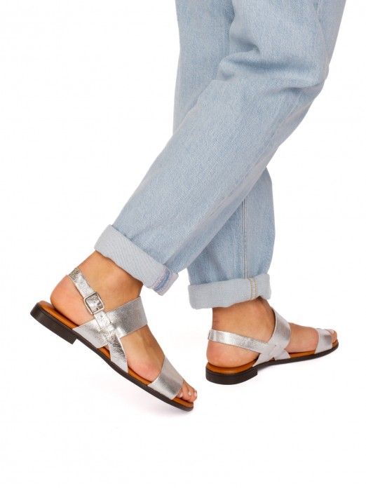 Two-Strap Leather Sandal
