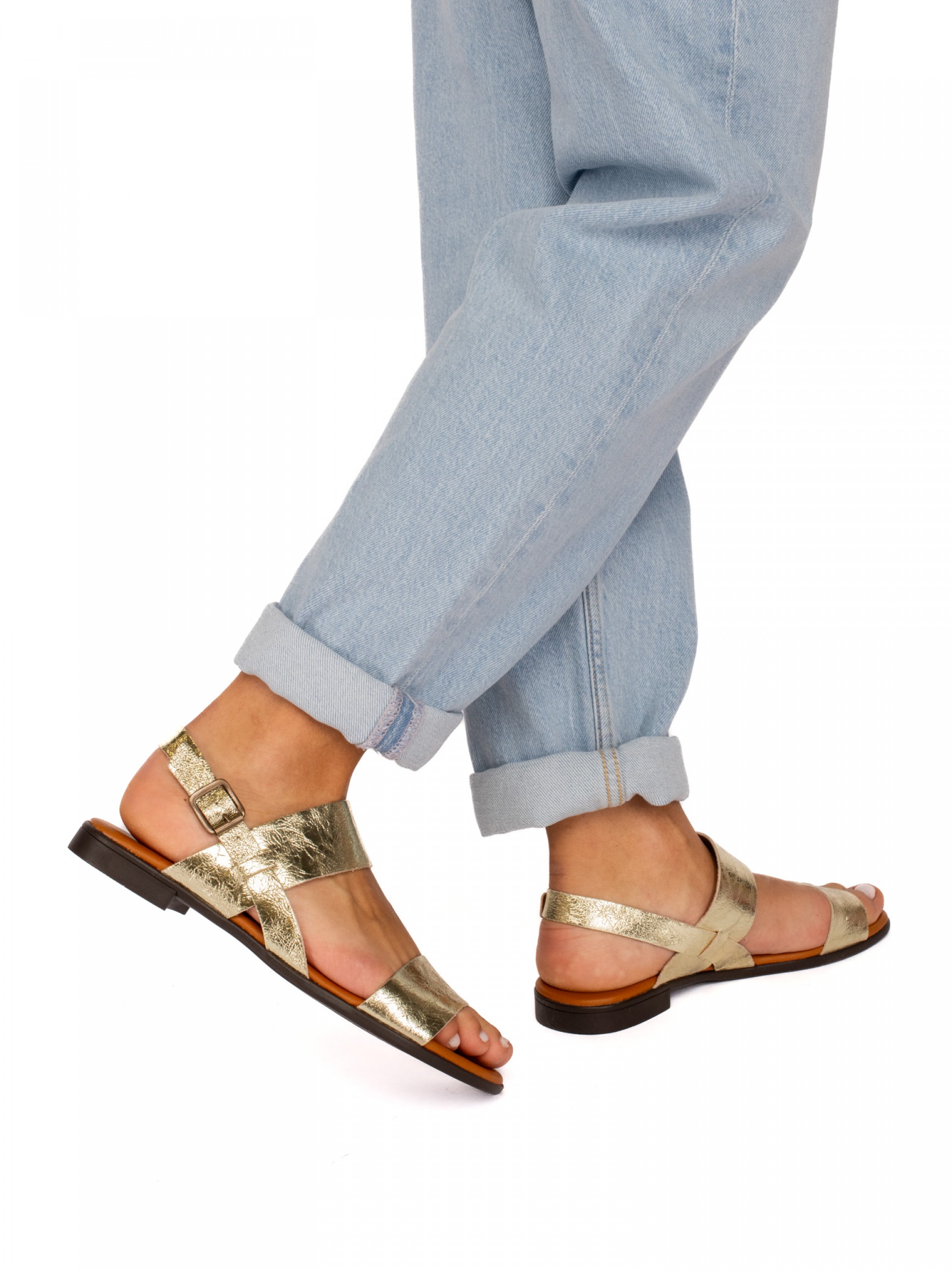 Sandália Duas Tiras em Pele