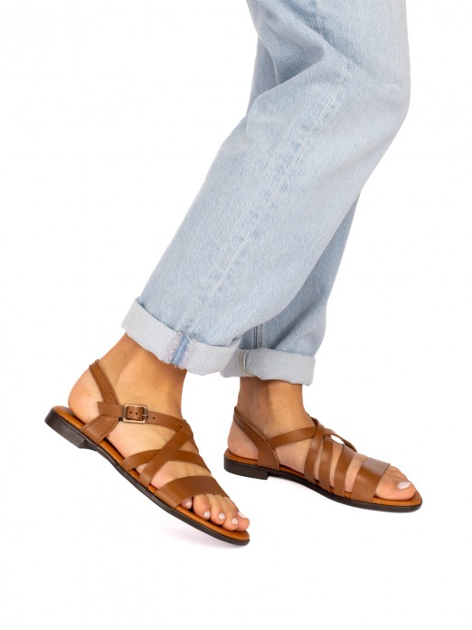 Multiple-Strap Leather Sandal