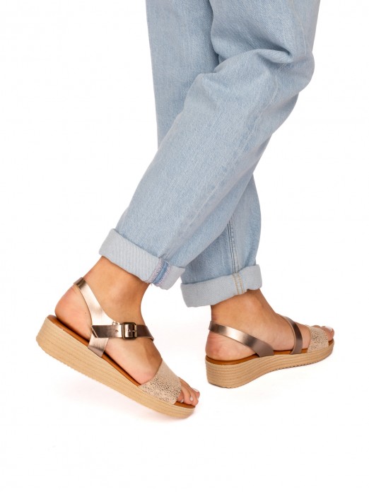 Wedge Sandal in Leather