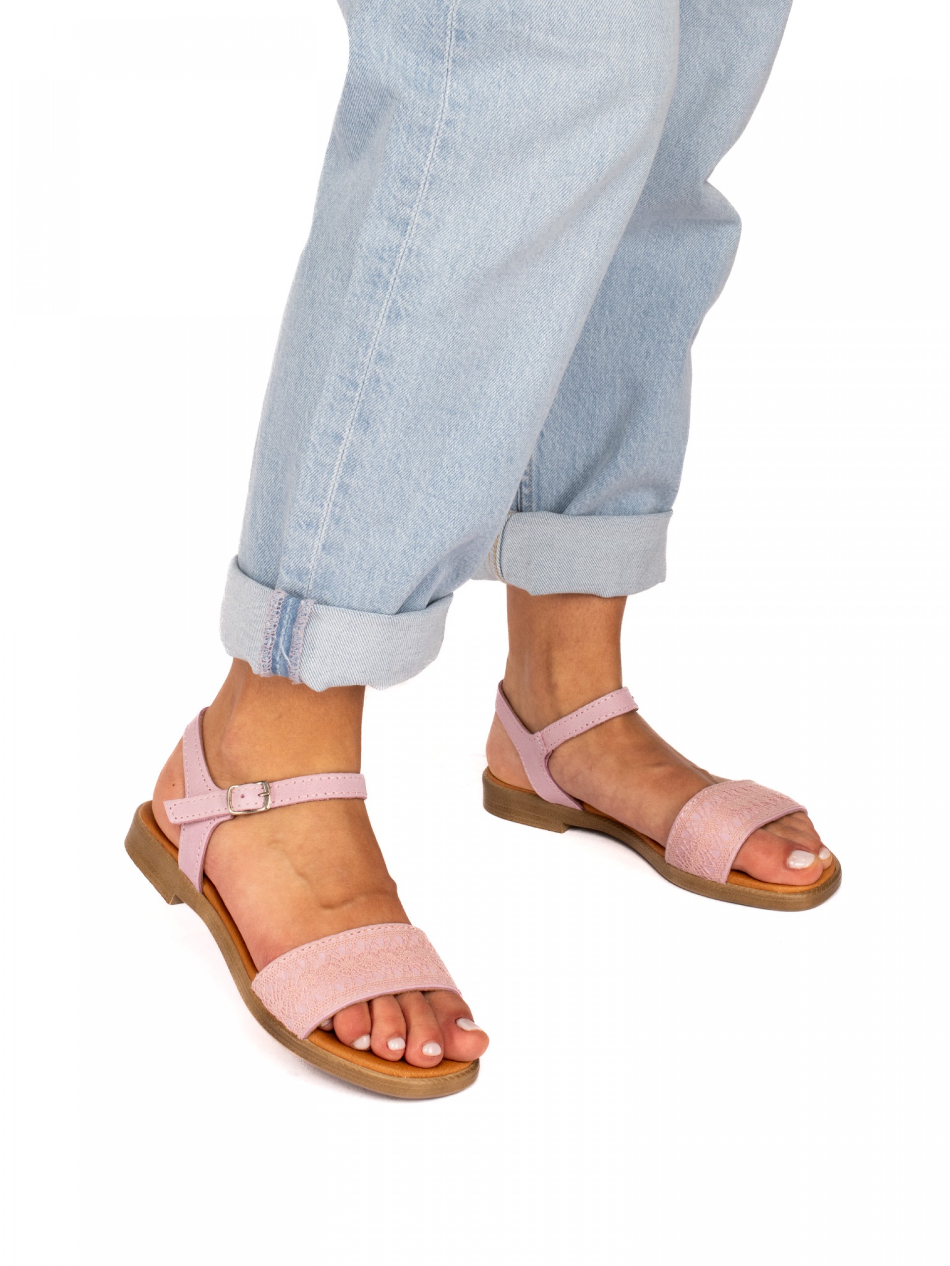 Sandália Rasa com crochet