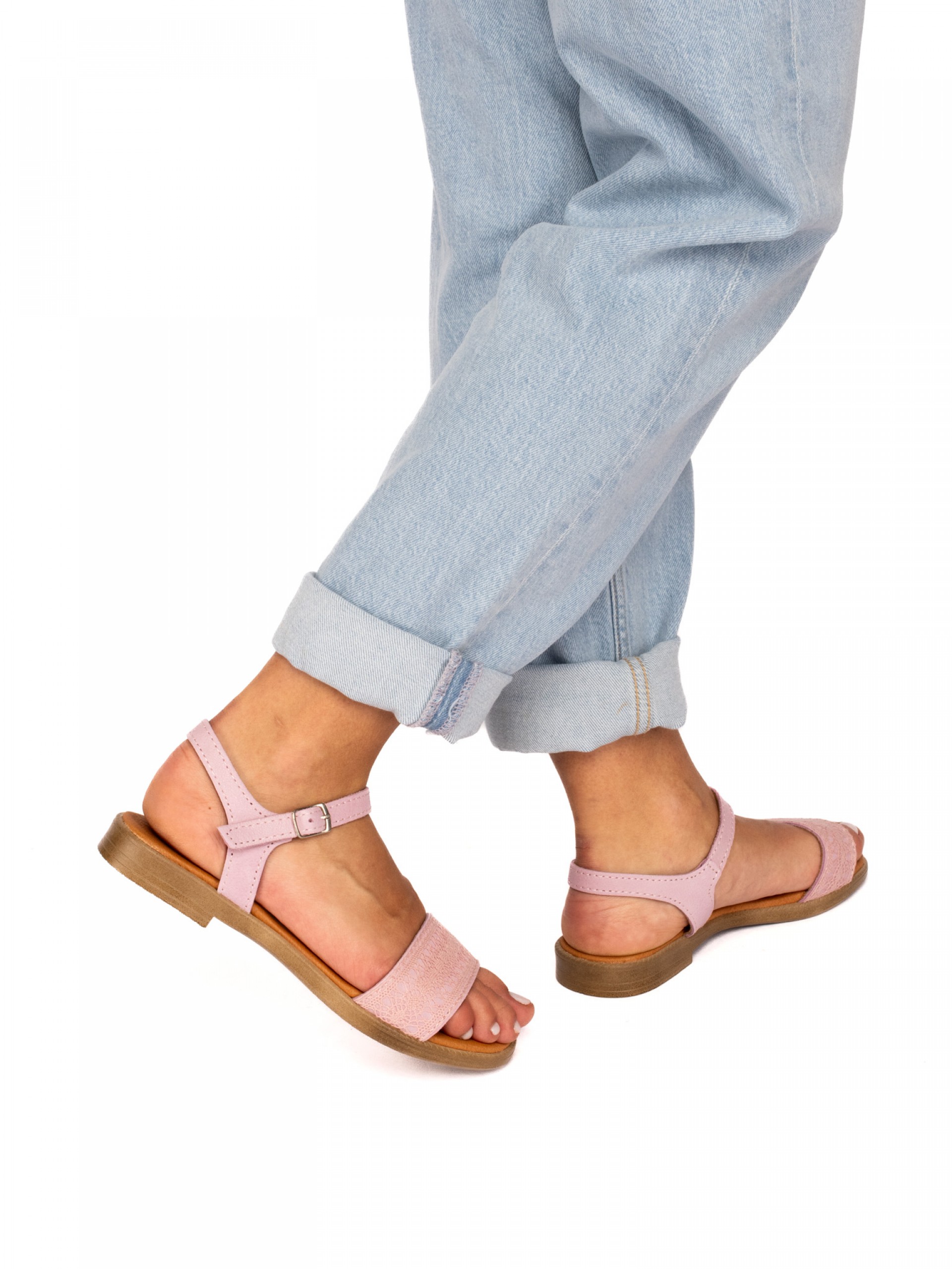 Sandália Rasa com crochet