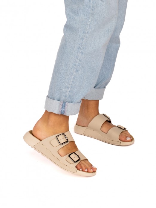 Comfort Sandal with Two Leather Buckles