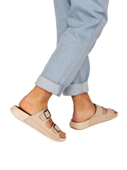 Comfort Sandal with Two Leather Buckles