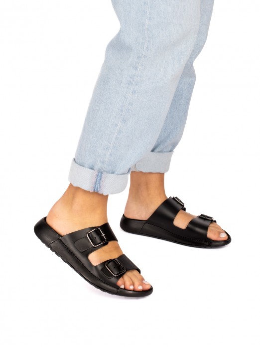 Comfort Sandal with Two Leather Buckles