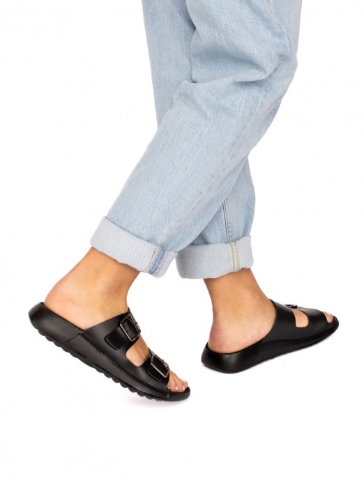 Comfort Sandal with Two Leather Buckles