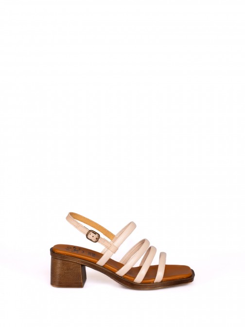 Heeled Sandal with Multiple Leather Straps