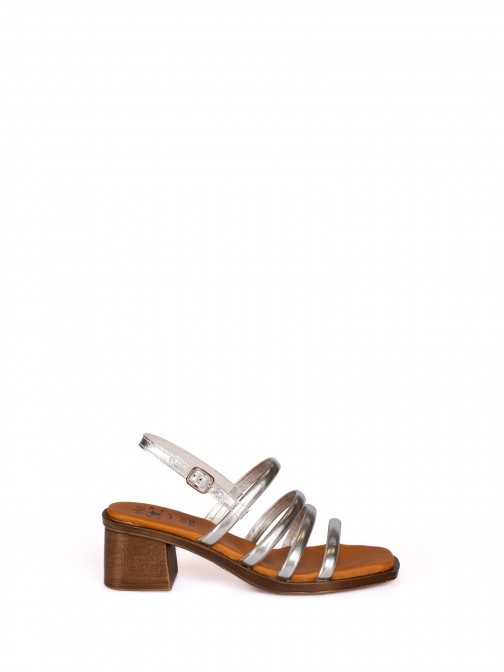 Heeled Sandal with Multiple Leather Straps