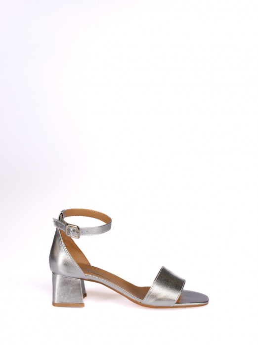 Laminated Leather High-Heeled Sandal