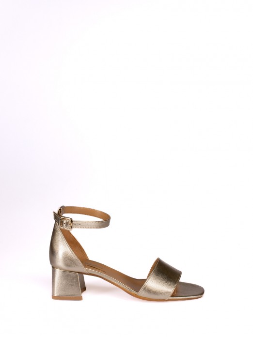 Laminated Leather High-Heeled Sandal