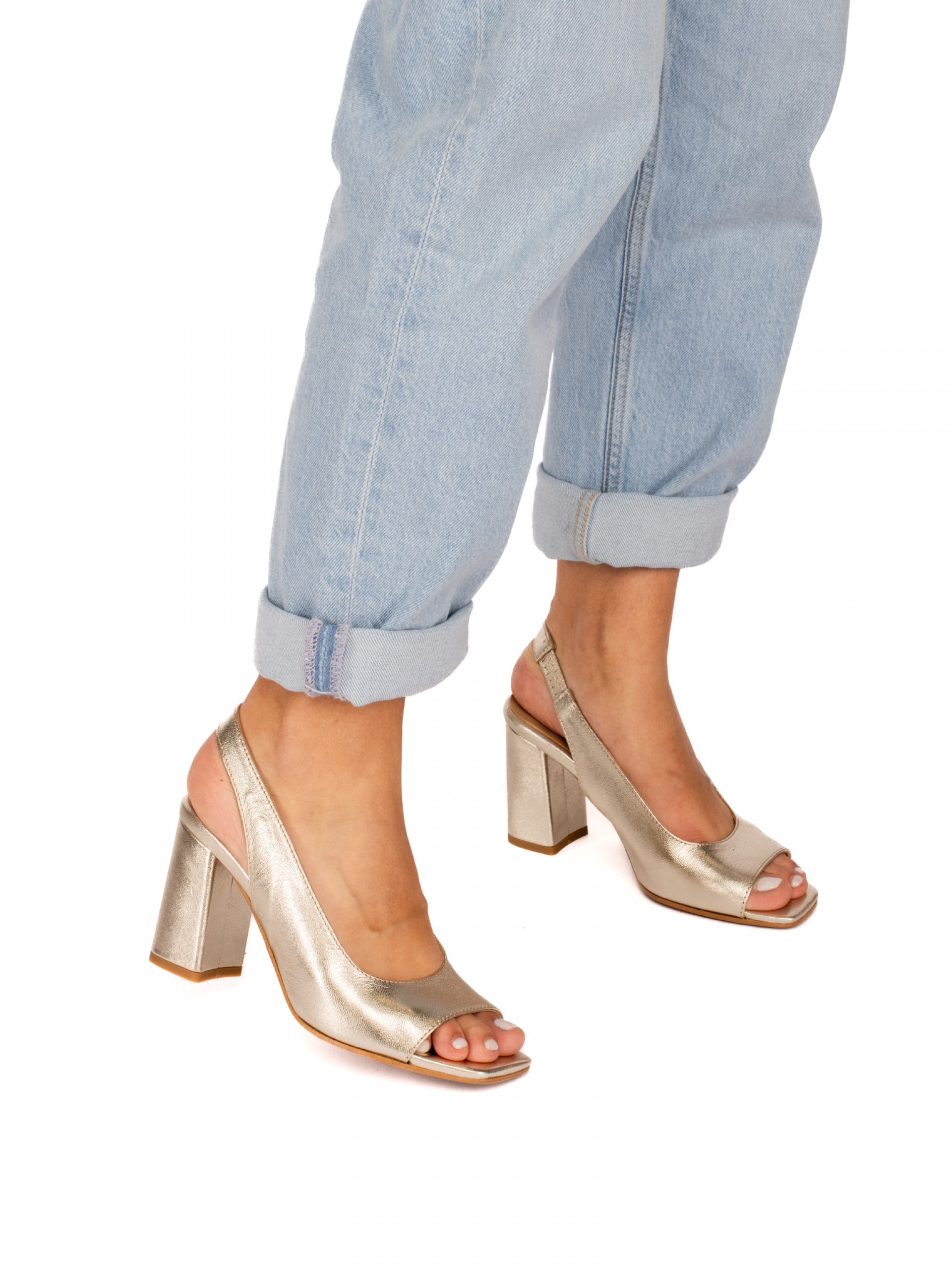 High Heel Laminated Leather Sandal