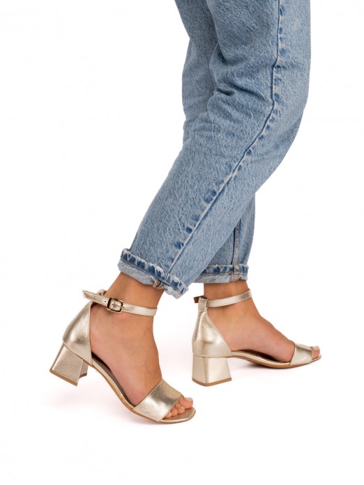 Laminated Leather High-Heeled Sandal