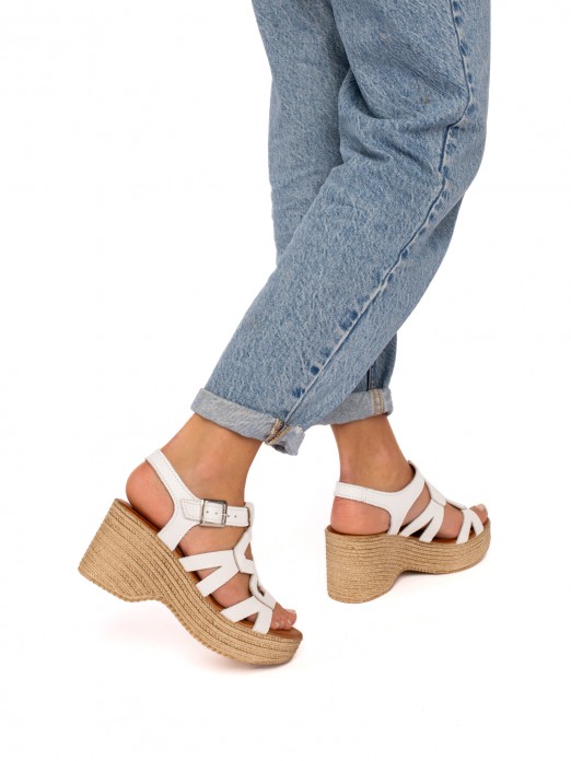 Leather  Wedge Sandal with  Straps