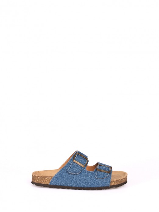 Bio Sandal with Two Denim Buckles