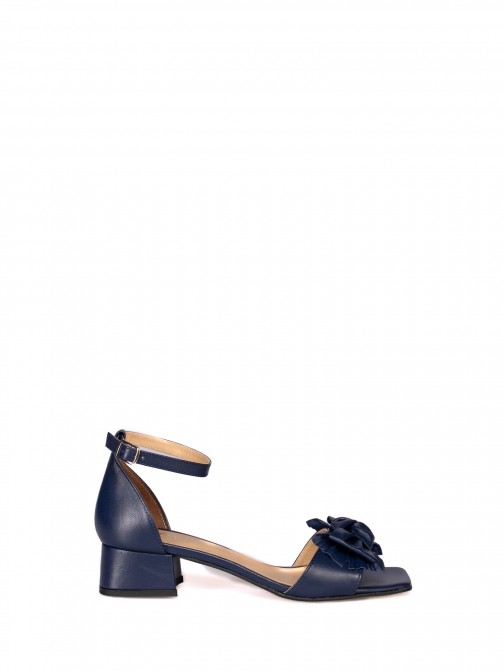 Heeled Leather Sandal with Knot
