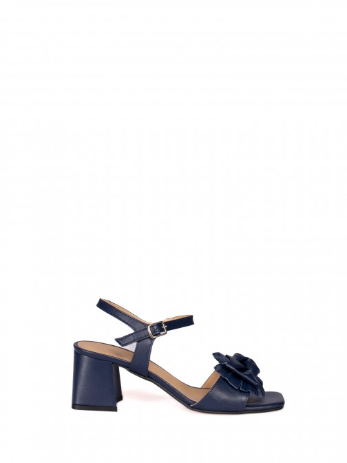 High-Heeled Leather Sandal with Knot