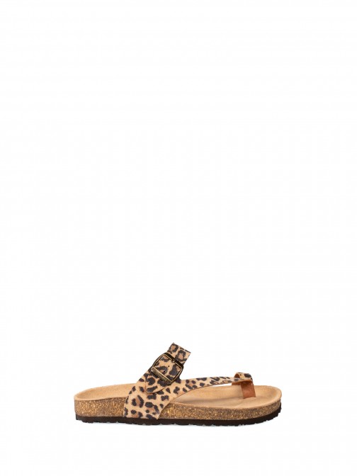 Animal Print Slipper with Buckle