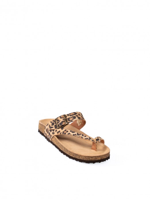 Animal Print Slipper with Buckle