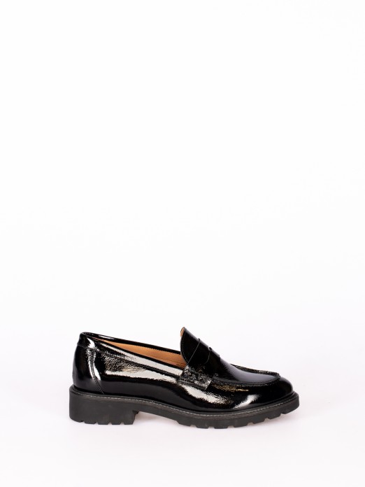 Classic High Sole Patent Leather Loafer