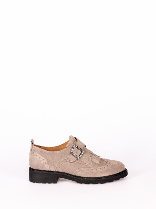 Suede Oxford Shoe with Buckle