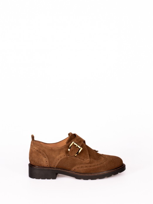 Suede Oxford Shoe with Buckle