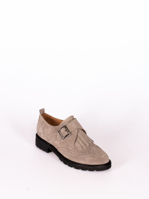 Suede Oxford Shoe with Buckle