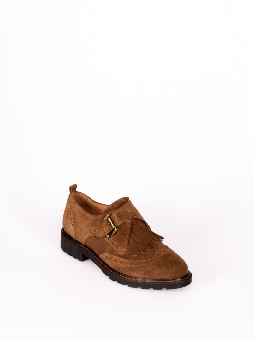 Suede Oxford Shoe with Buckle