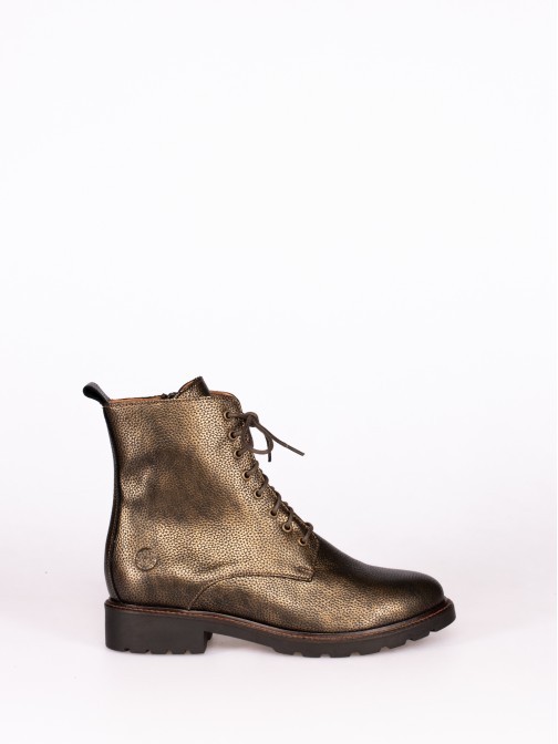 Laminated Metallic Leather Military Boot